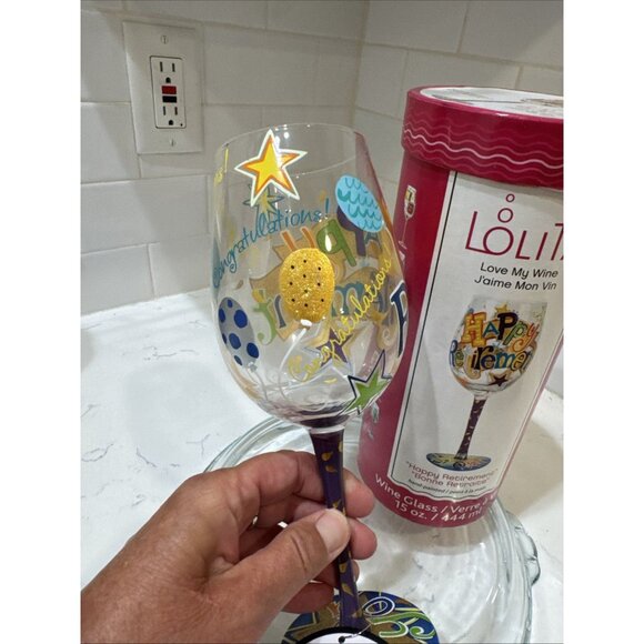 Lolita "Happy Retirement" Wine Glass Hand Painted 15oz “Bonnie Retraite” - Picture 9 of 16